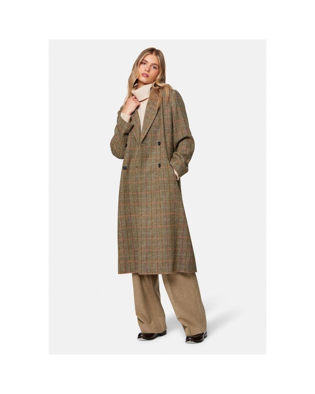 Helen Mcalinden Natural Beryl Herringbone Tweed Coat