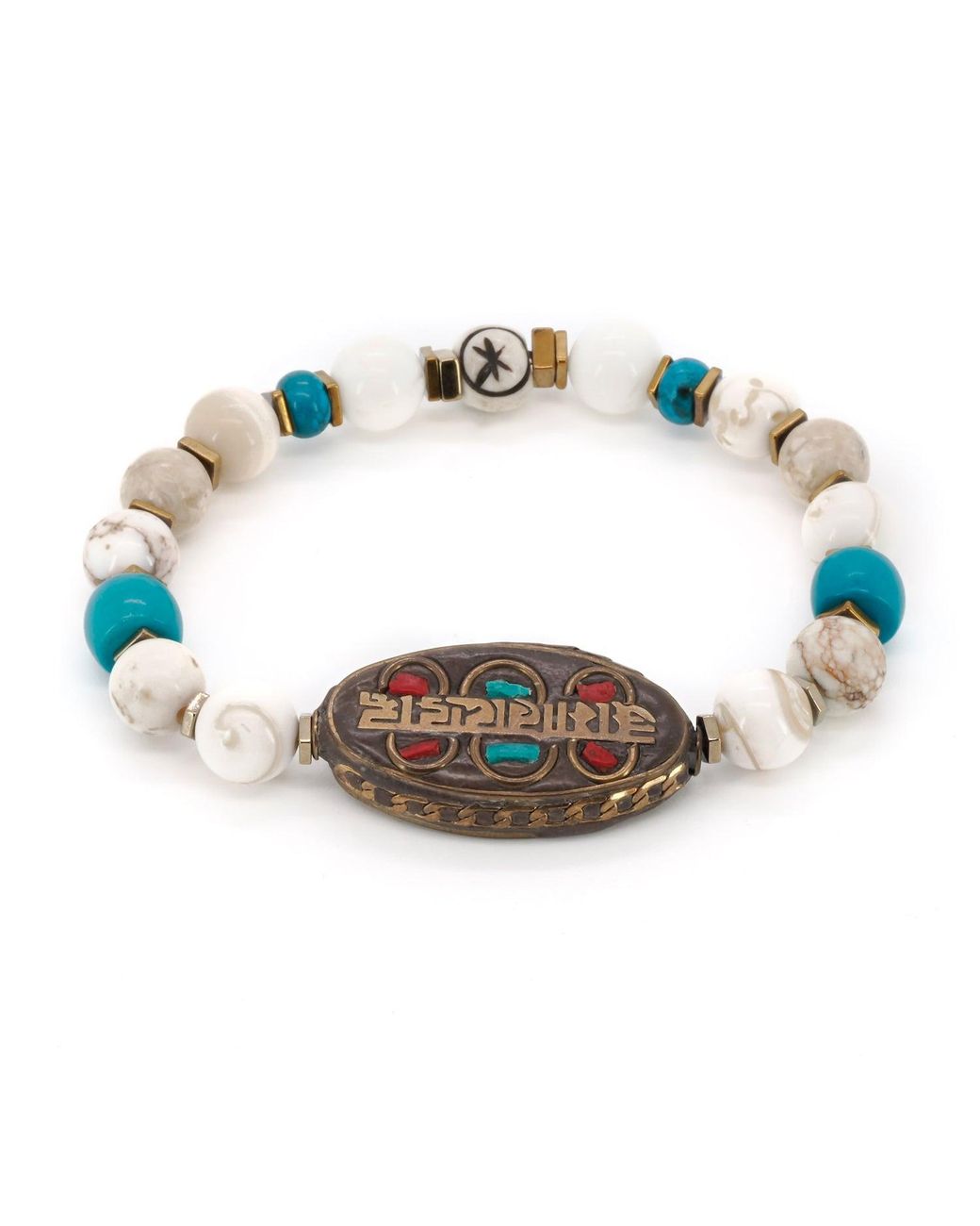 Ebru Jewelry Metallic Om Mani Padme Hum Nepal Bracelet