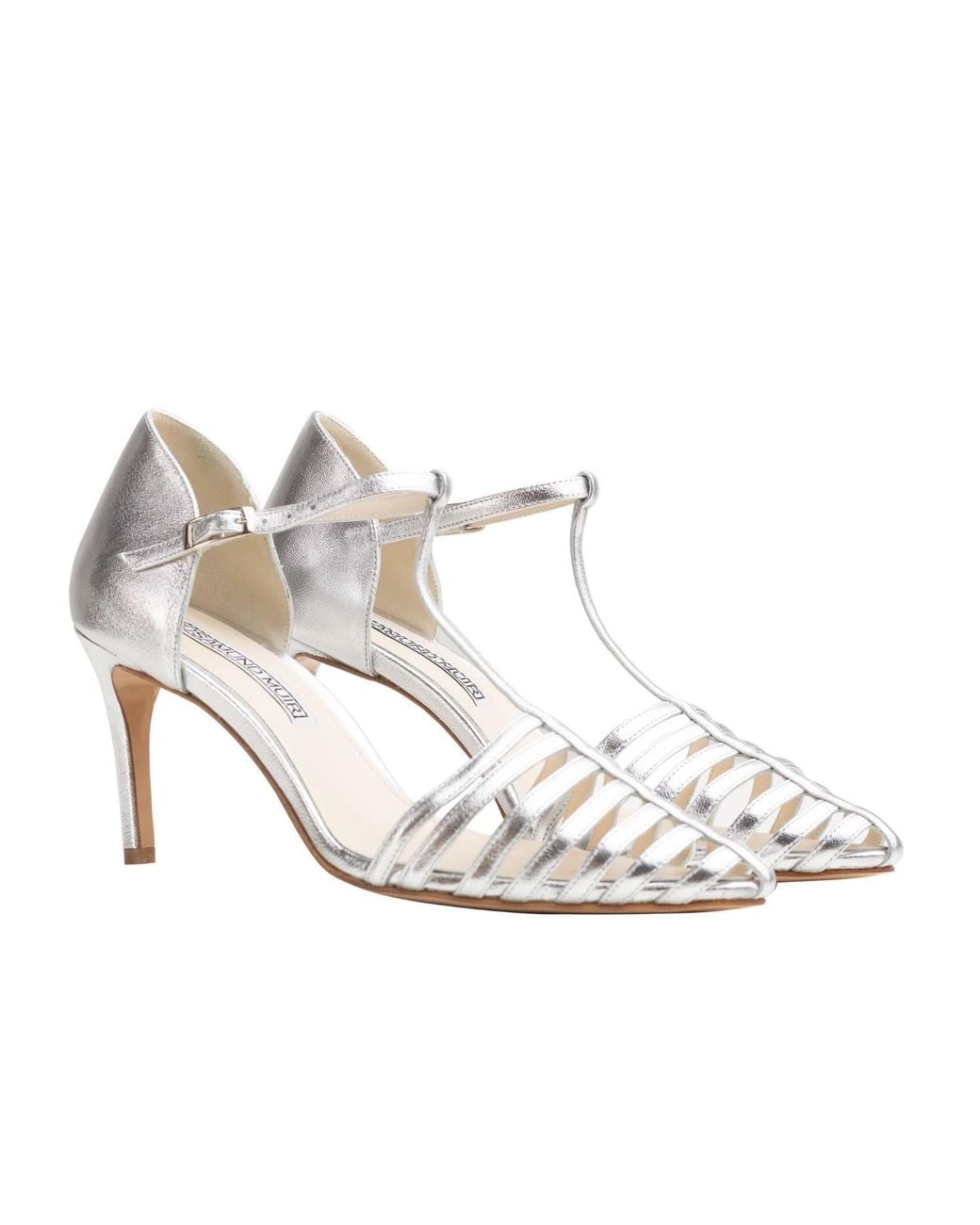 Rosamund Muir London White Carlotta Cage Heels