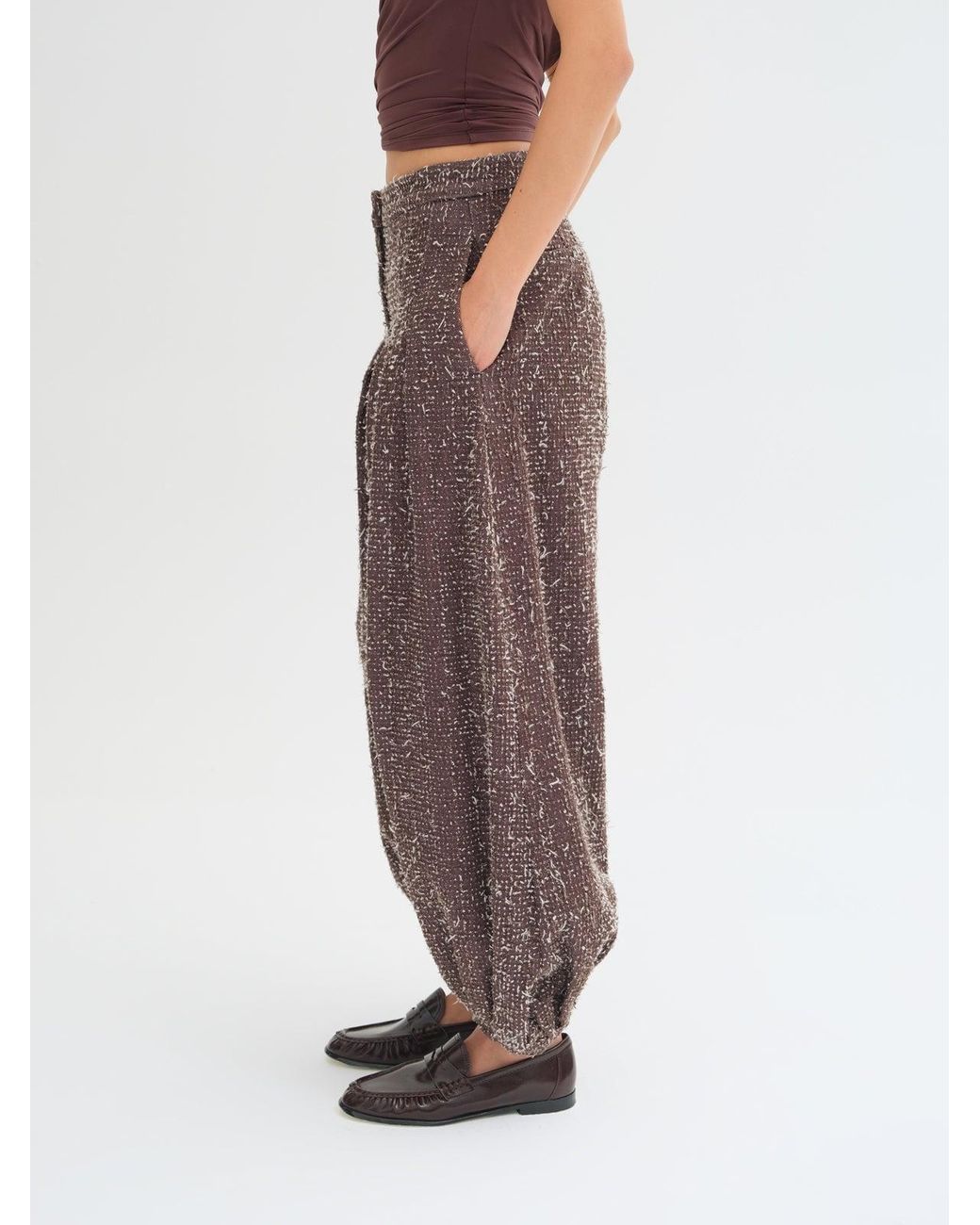 Sélone Brown Nara Textured Denim Trousers