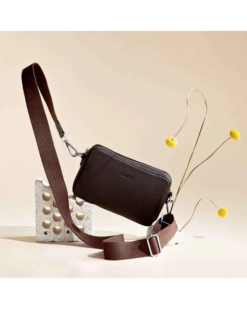 Aarni Brown Crossbody Bag, Dark