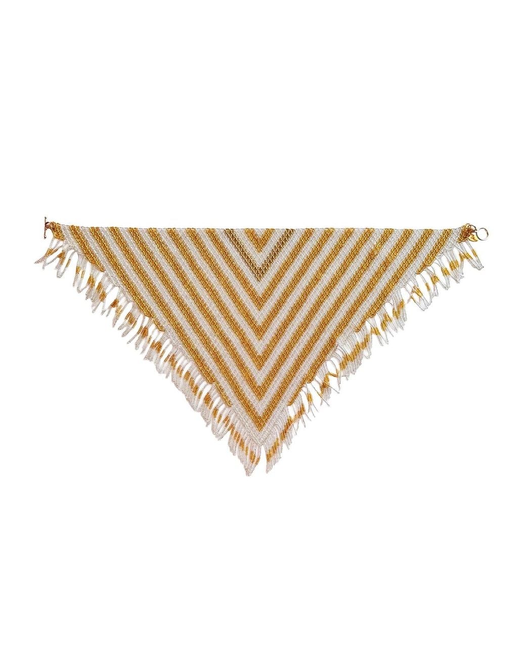 Iliana Arrazola Metallic Scarf Fringe Necklace, Glass Beads, Beaded Jewelry