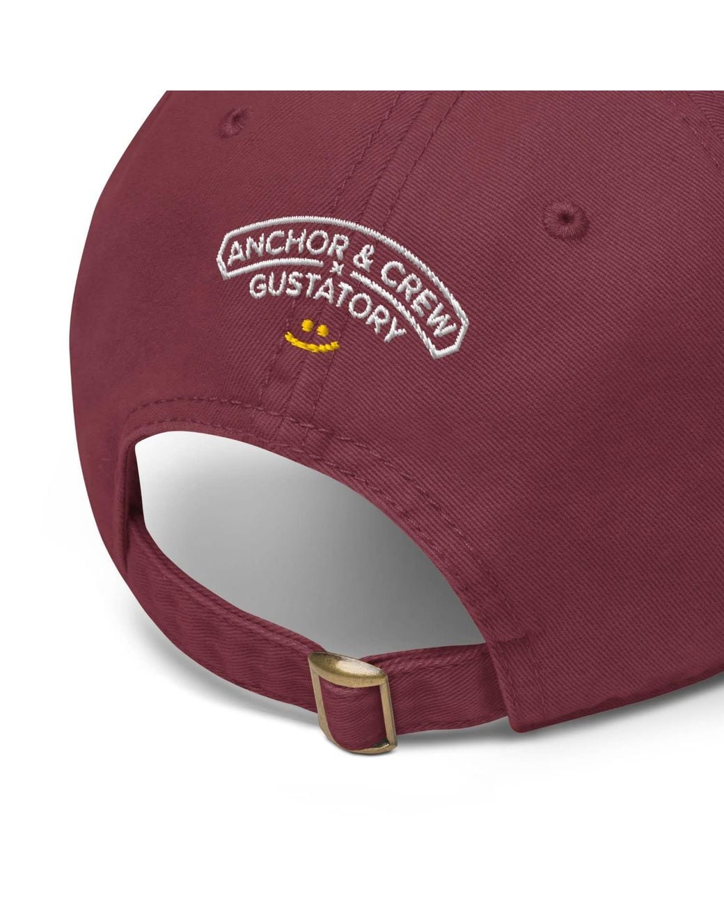 Anchor and Crew Burgundy Gustatory Coffee First Think Later. Cotton Embroidered Cap for men
