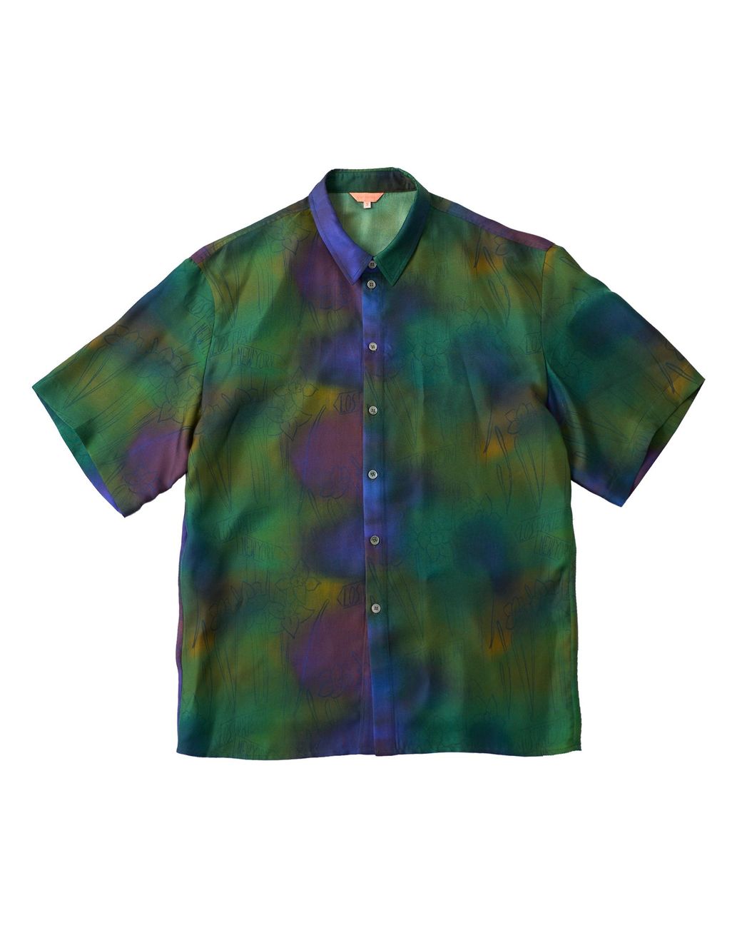 Lost Pattern Green Brooklyn Oversized Silk Shirt