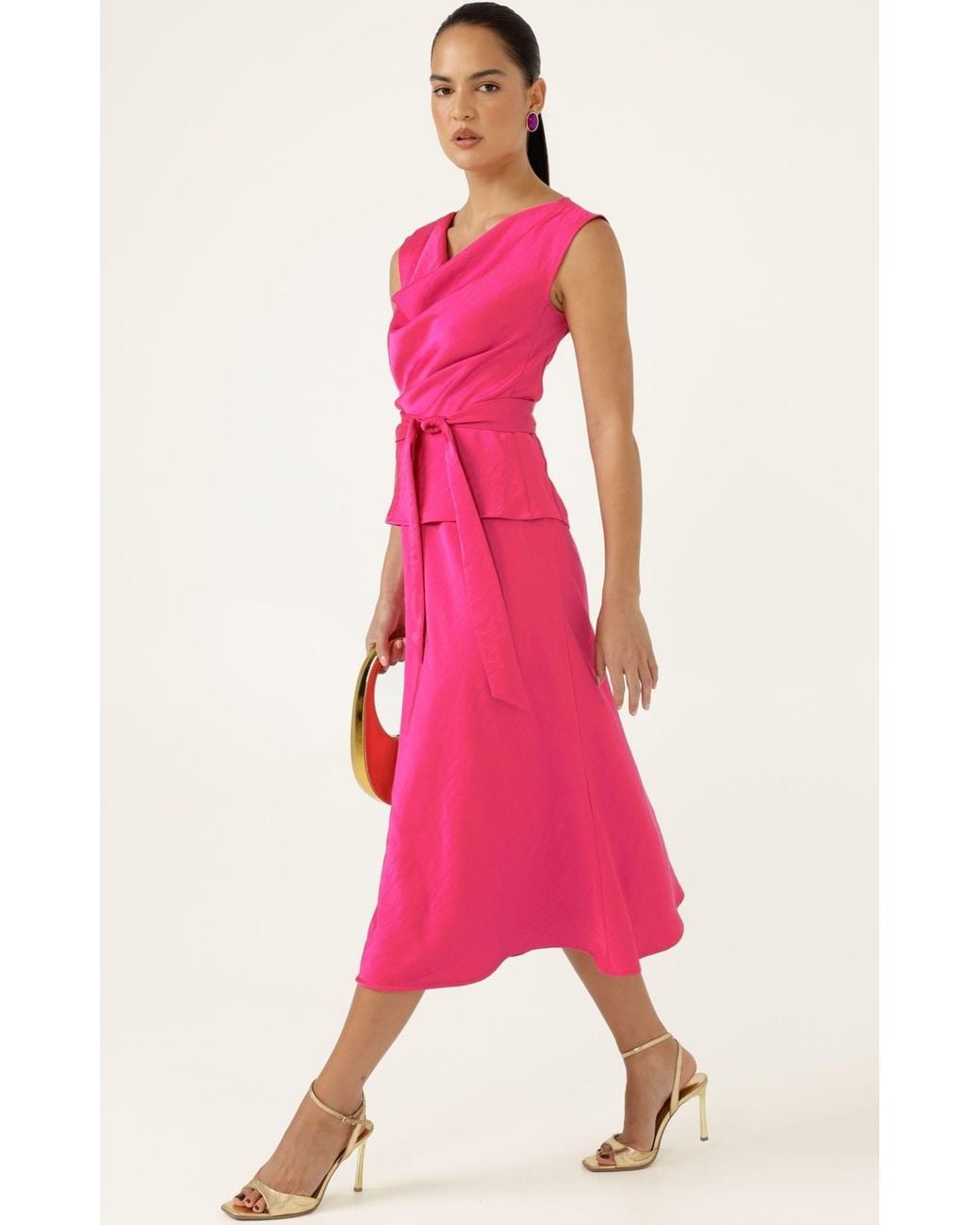 SACHA DRAKE Pink Luxe Bias Midi Skirt