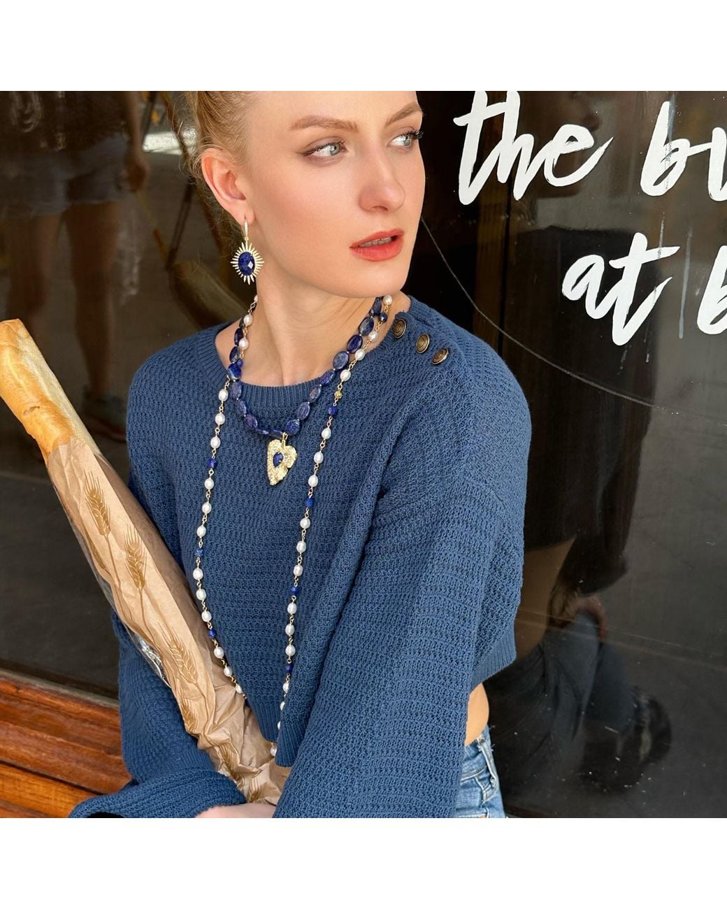Farra Metallic Freshwater Pearls With Lapis Multi-Way Necklace