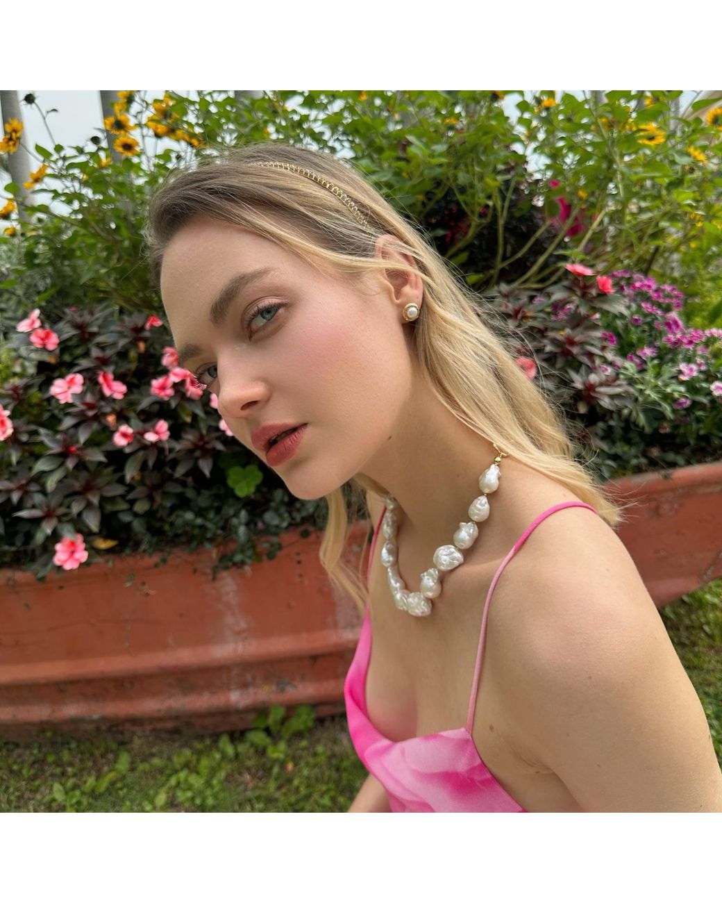 Farra Metallic Baroque Pearls With Chain Chunky Necklace