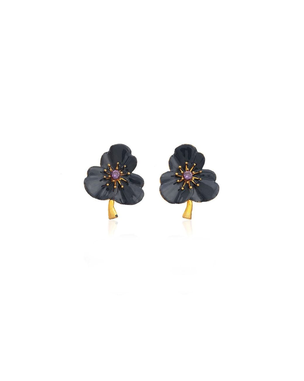 Milou Jewelry Gray Three-Leafed Clover Earrings