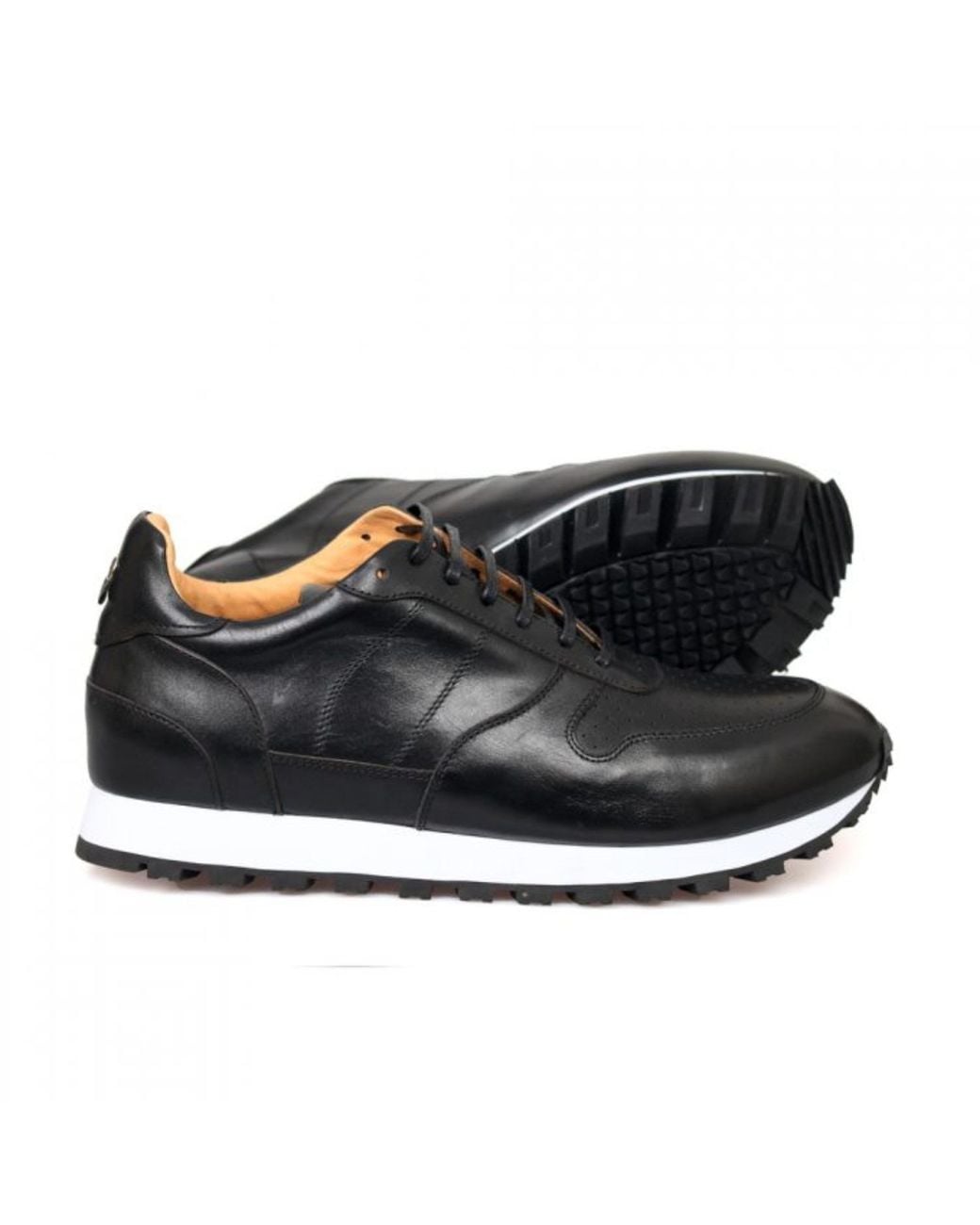 DAVID WEJ Black Leather Smart Sneakers – for men
