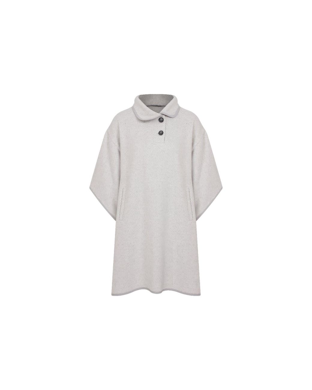 NAZLI CEREN Gray Jarine Wool Blend Poncho