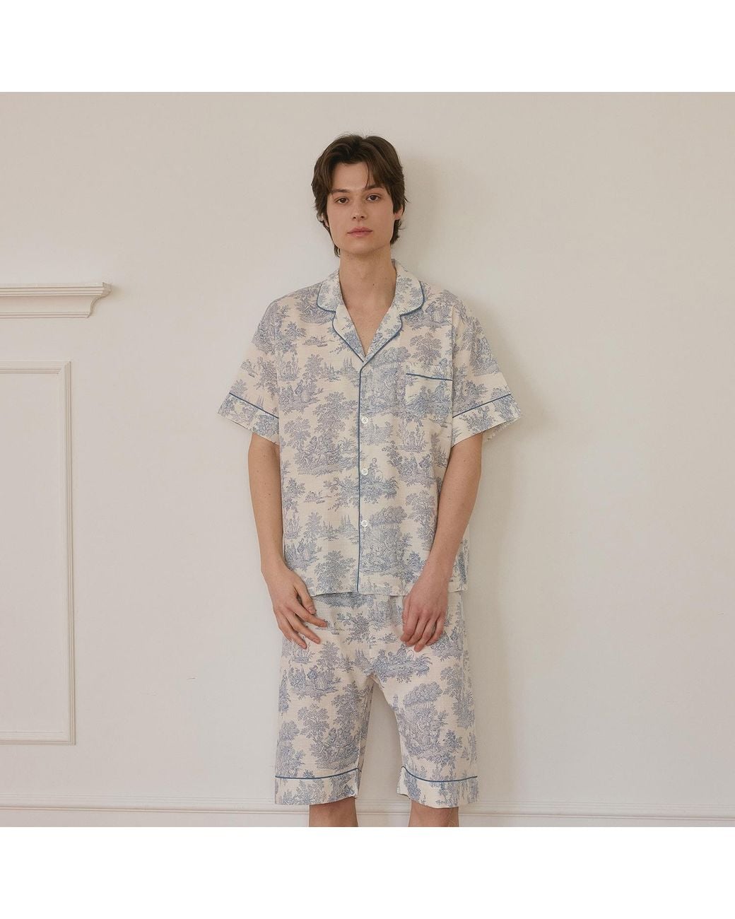 Luna Luz Gray Elise Rayon-Cotton Short Sleeve Pajama Set for men
