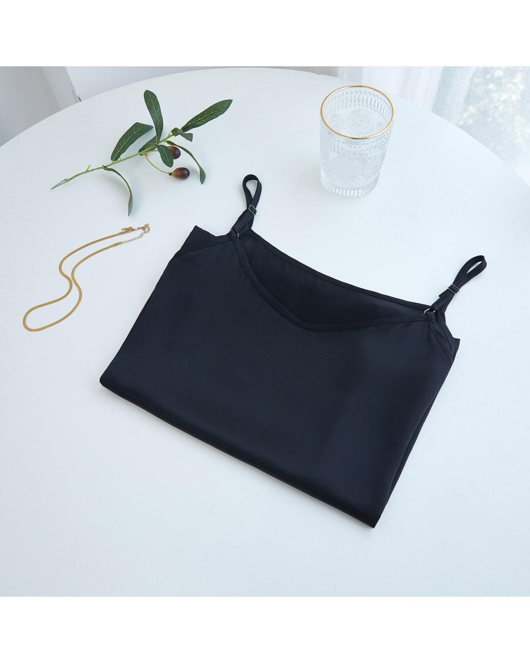 Soft Strokes Silk Black Pure Mulberry Silk Camisole With Adjustable Straps