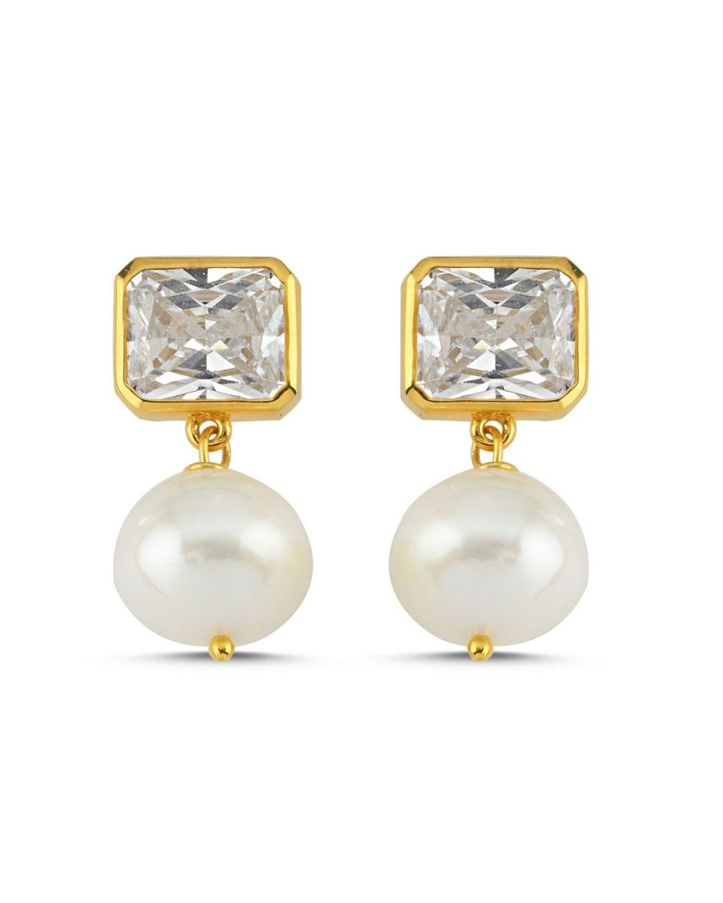 LINYA JEWELLERY Metallic Small Pearl Crystal Stone Earring