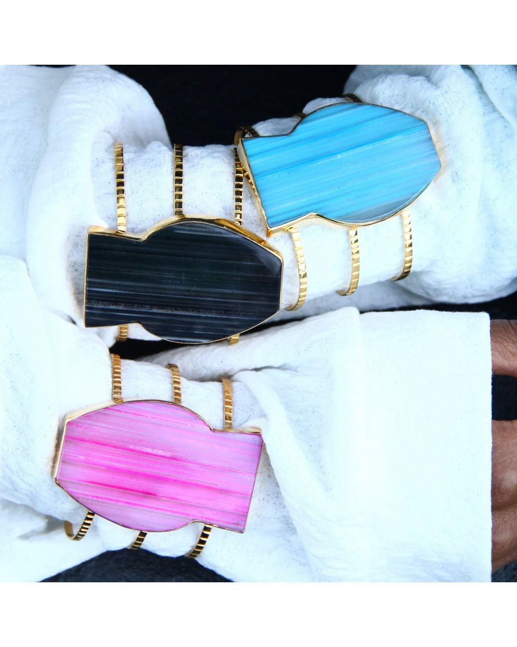 YAA YAA LONDON Blue Gemstone Body Cuff Bracelet