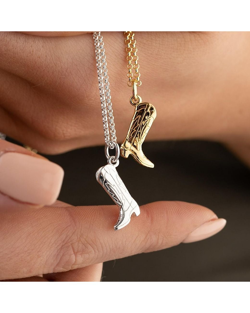 Scream Pretty Metallic Cowboy Boot Charm Necklace