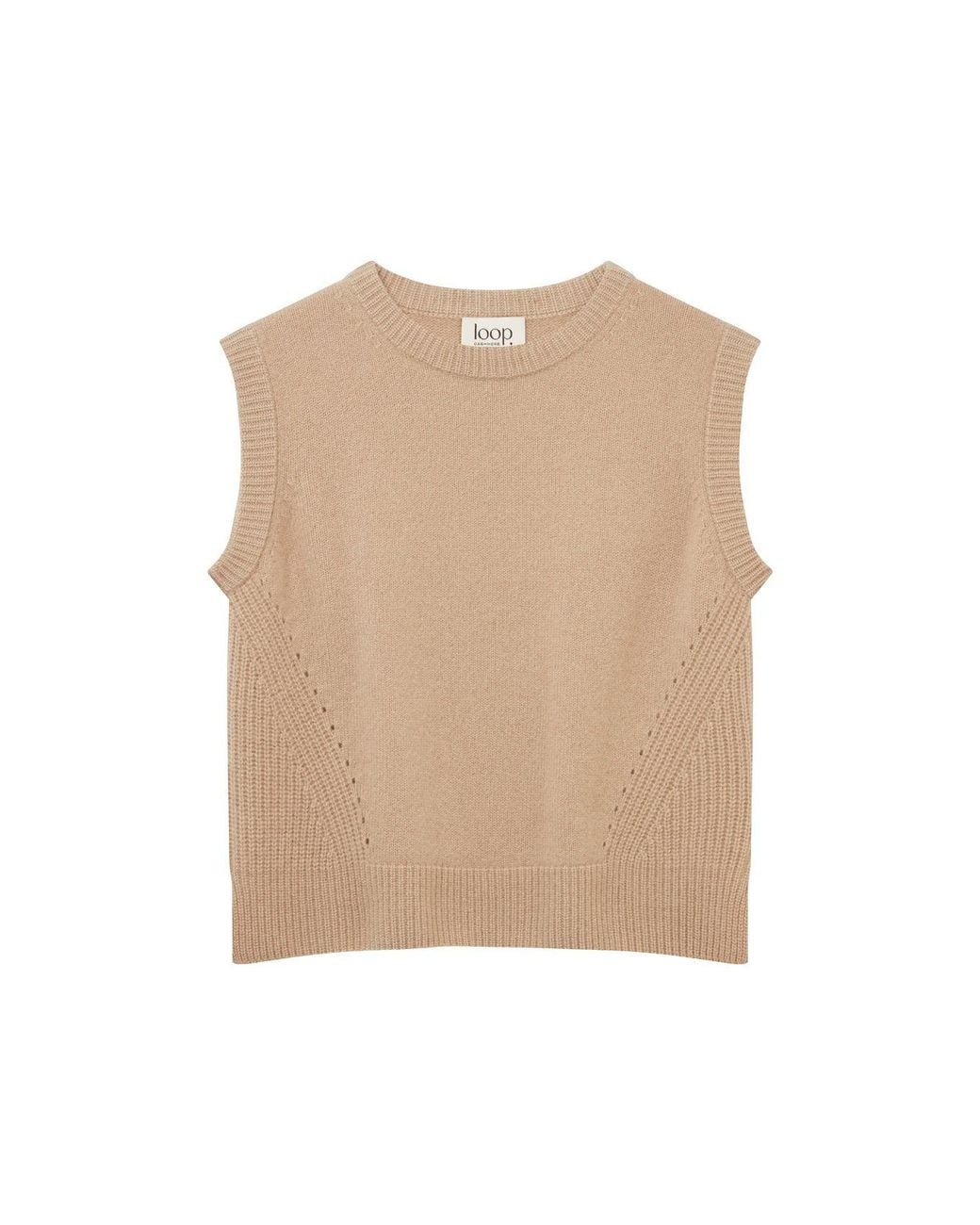Loop Cashmere Natural Neutrals Ribbed Detail Tank Sweater