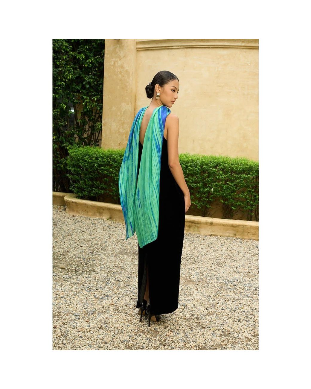Silk and Bears Blue Forest & Ocean Brushstroke Silk Scarf – Hand-Dyed Mulberry Silk, Day Wrap & Gift