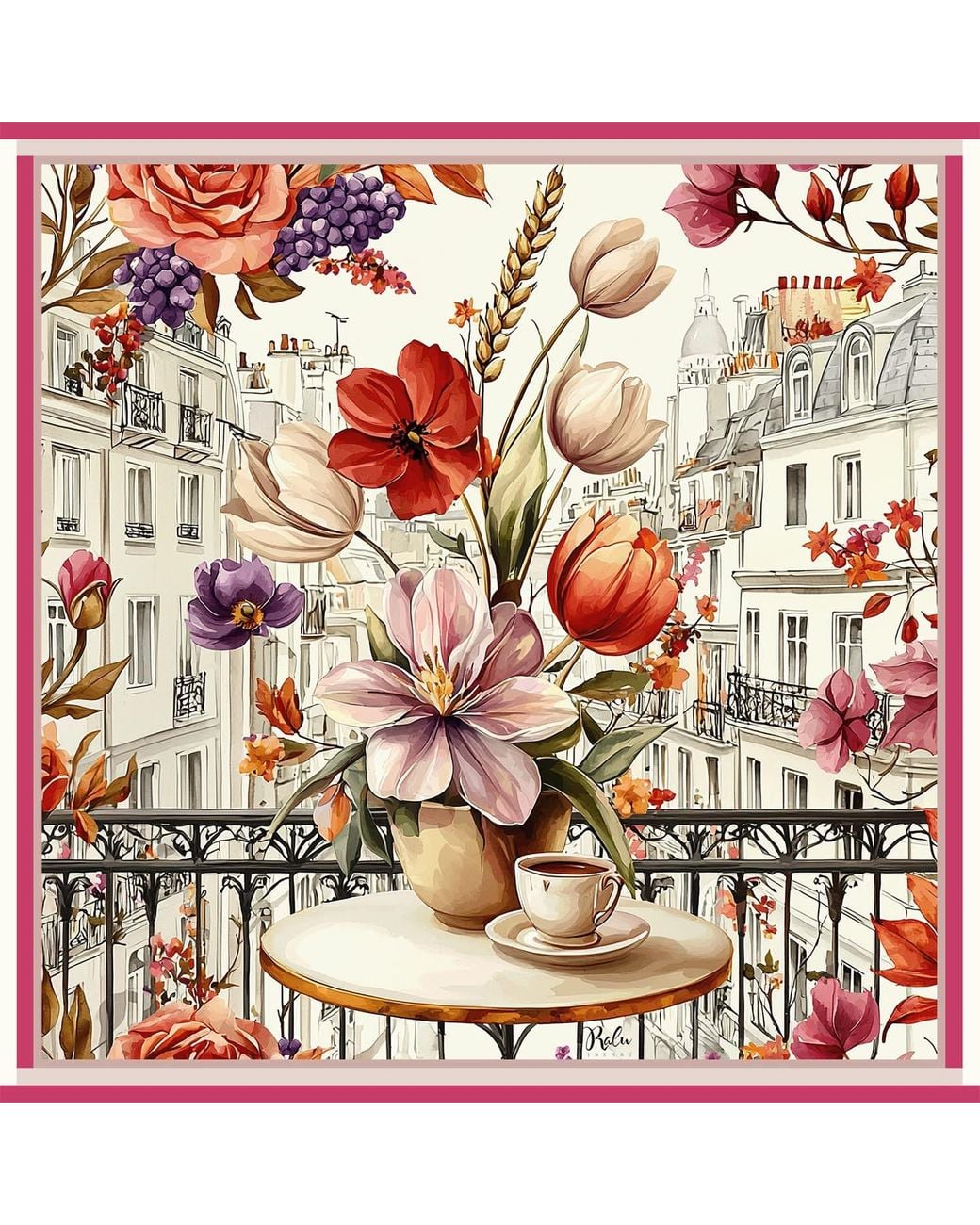 Ralufineart Pink Morning Pause Scarf