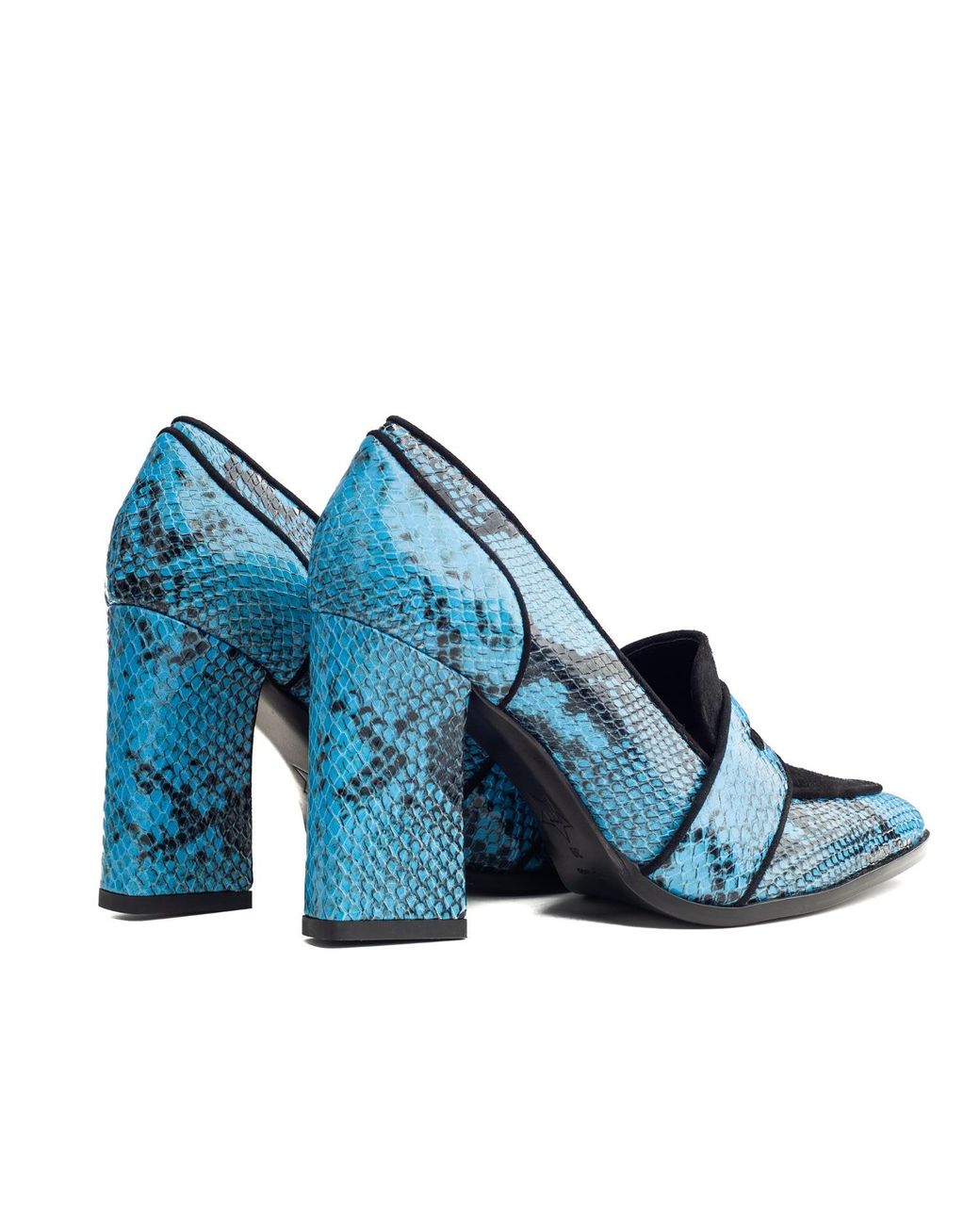 Rosamund Muir London Blue Annabel & Snake Print Loafers