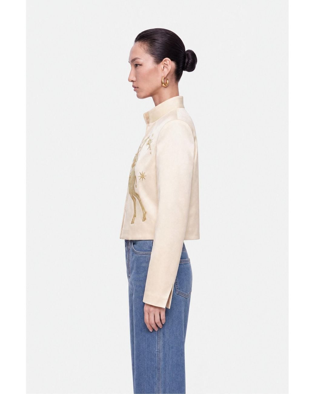 Nocturne Natural Embroidered Cropped Jacket
