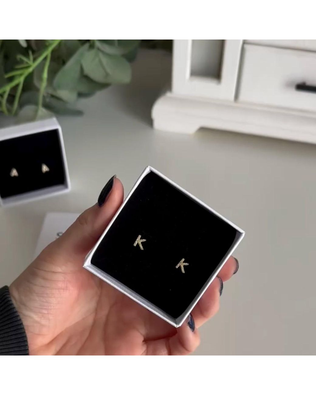 Spero London Metallic Initial Letter Stud Earring Sterling Plated