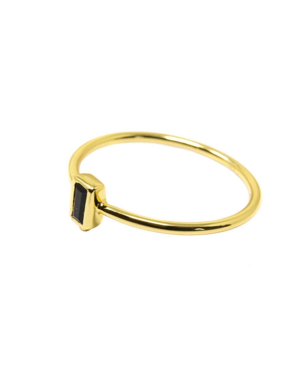 NASI SILVER Metallic Level Baguette Ring- Onyx