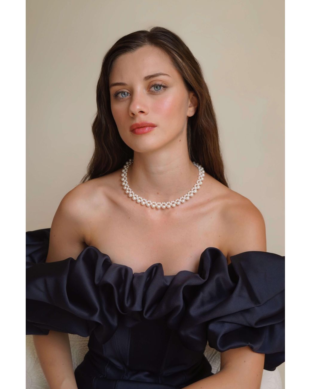 Katy Faye Metallic Adèle Pearl Necklace