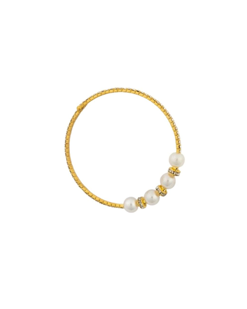 Saachi Metallic Pearl & Crystal Bangle