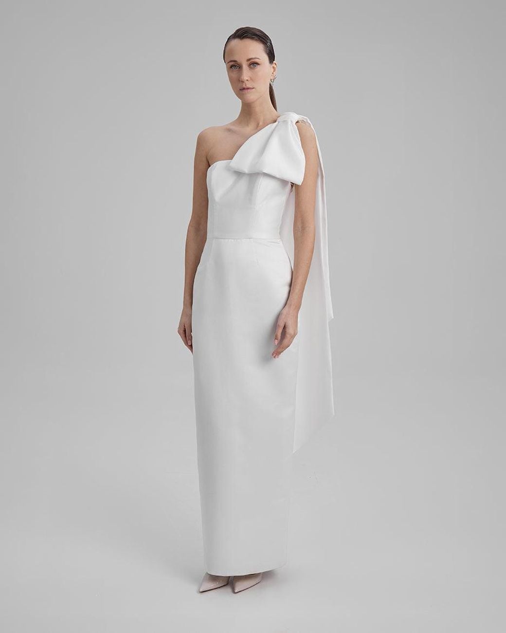 Baé Special Moments White Gigi Dress + Cape Bow