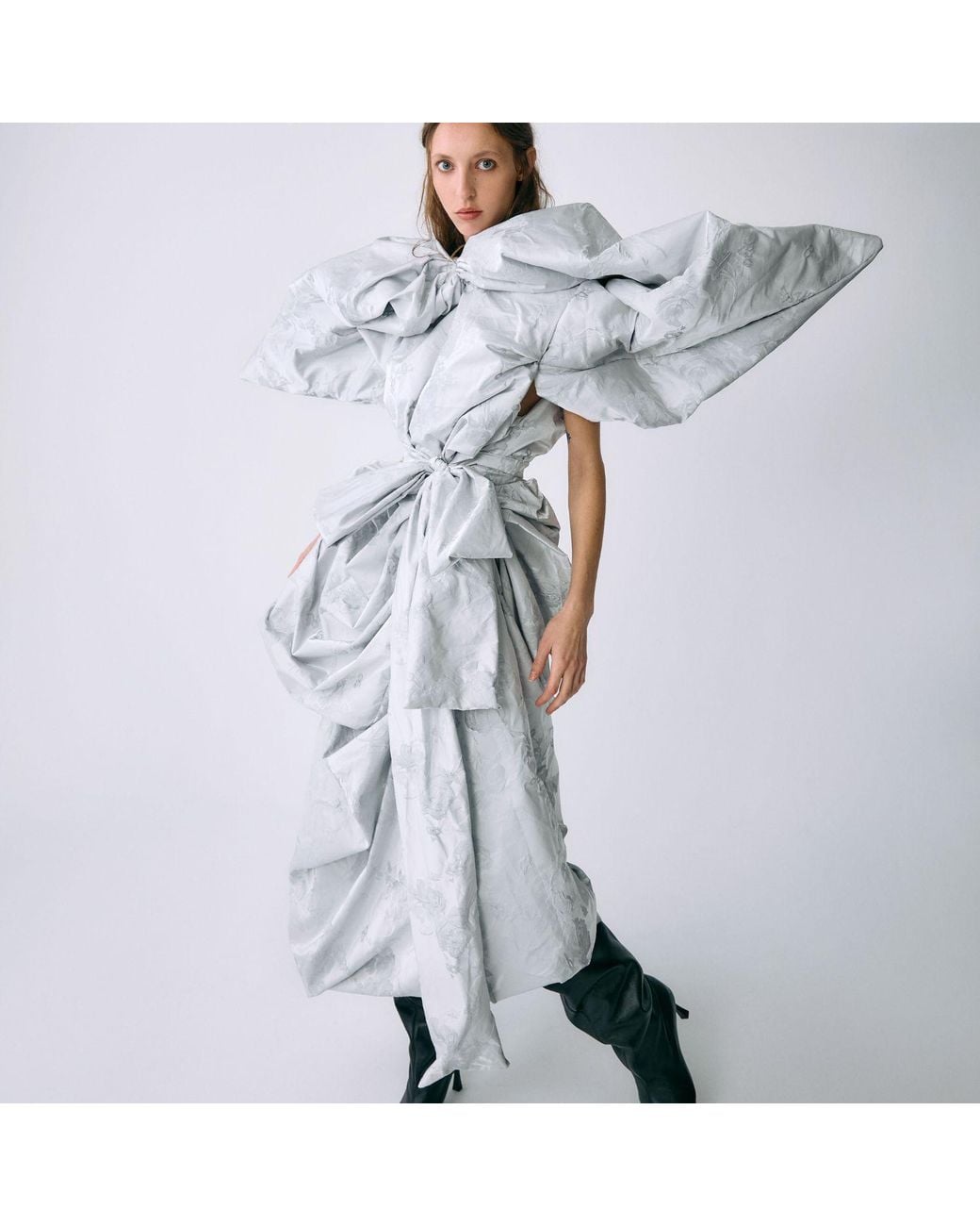 Miro Misljen Gray Sculptural Wrap Dress