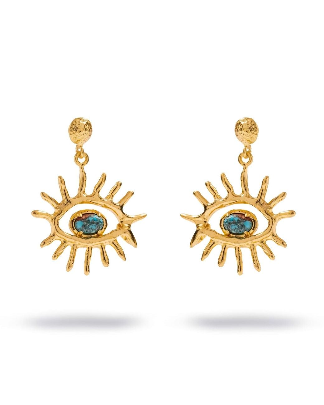 Ebru Jewelry Metallic Kept Safe Evil Eye Drop Earrings