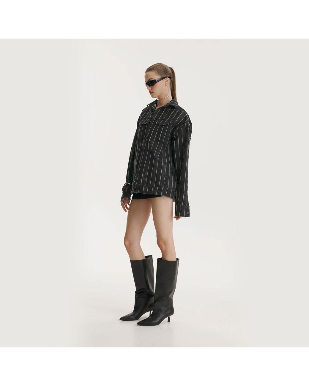 mysimplicated Black Broken Stripes Denim Jacket