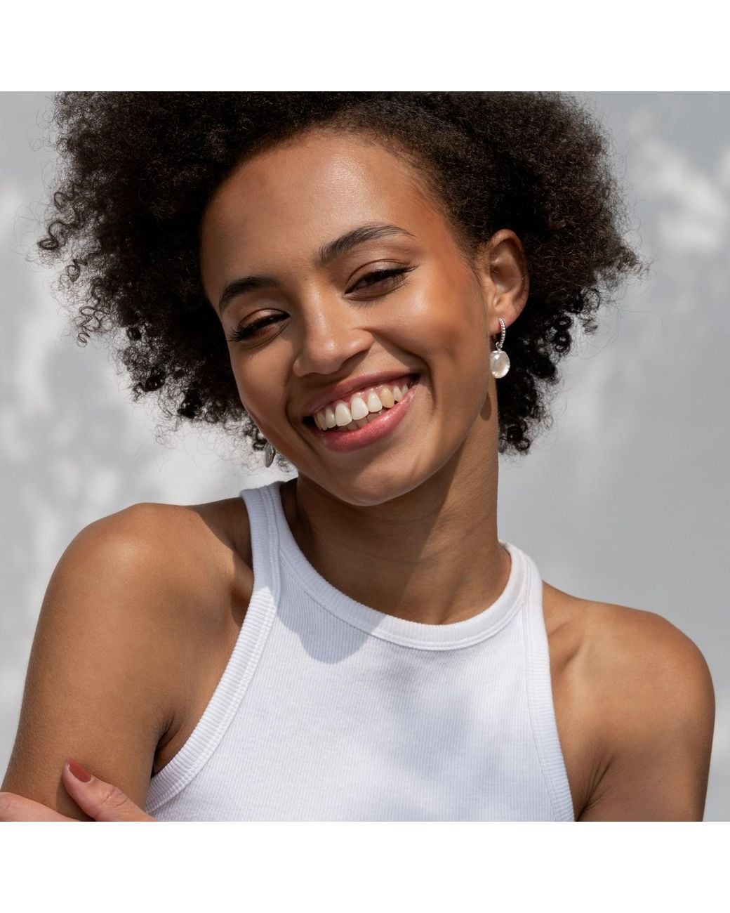 Dower & Hall White Luna Pearl Keshi Hoops