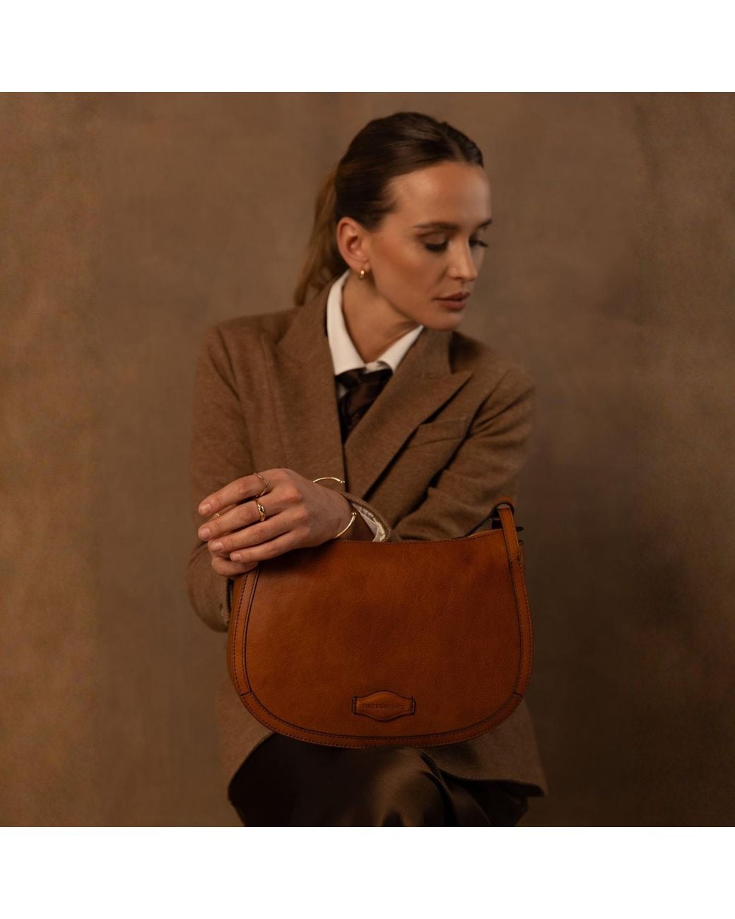 Time Resistance Brown Leather Hobo Bag For