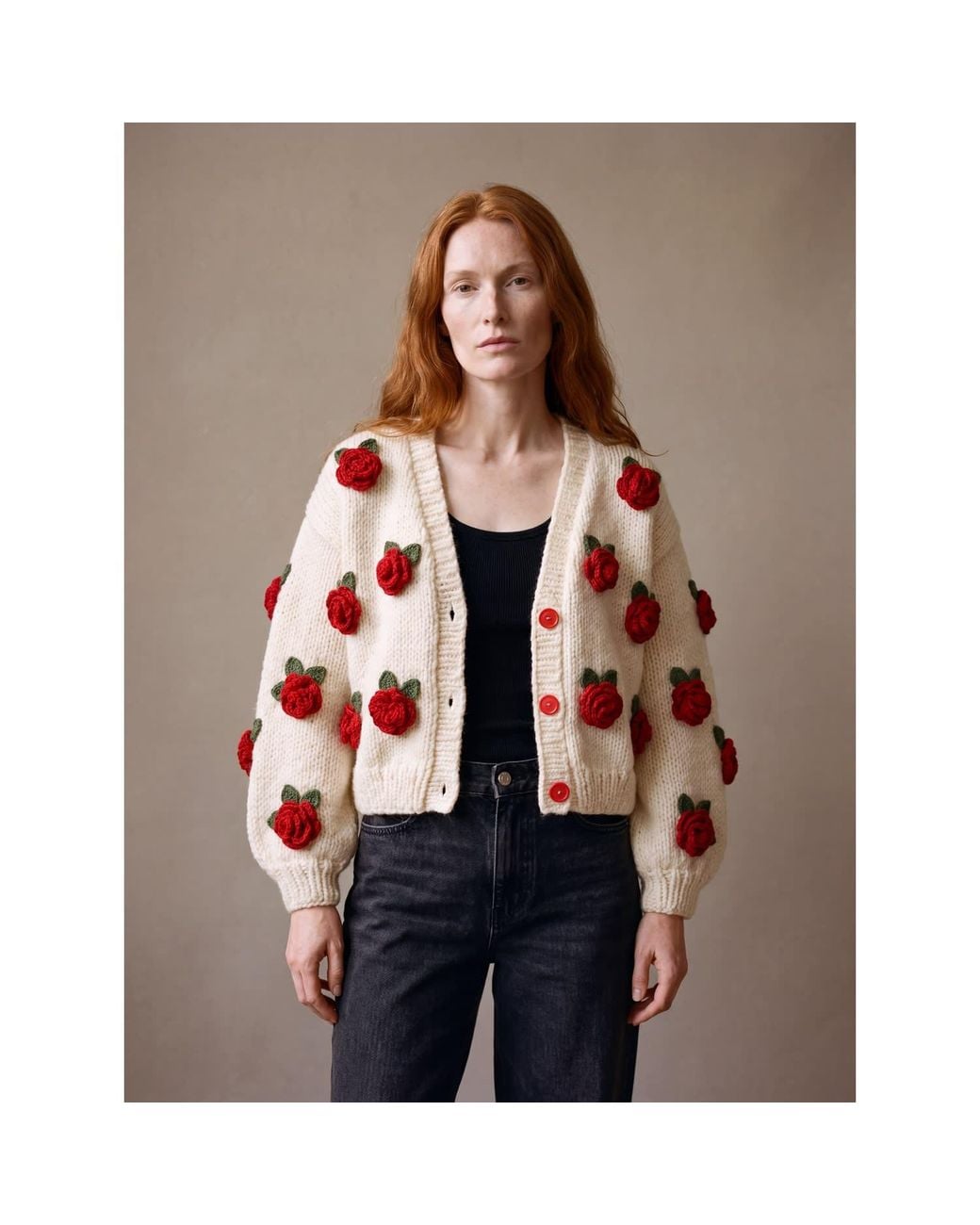 Ana Chic Pink Neutrals Rose Handmade Knitted Cardigan