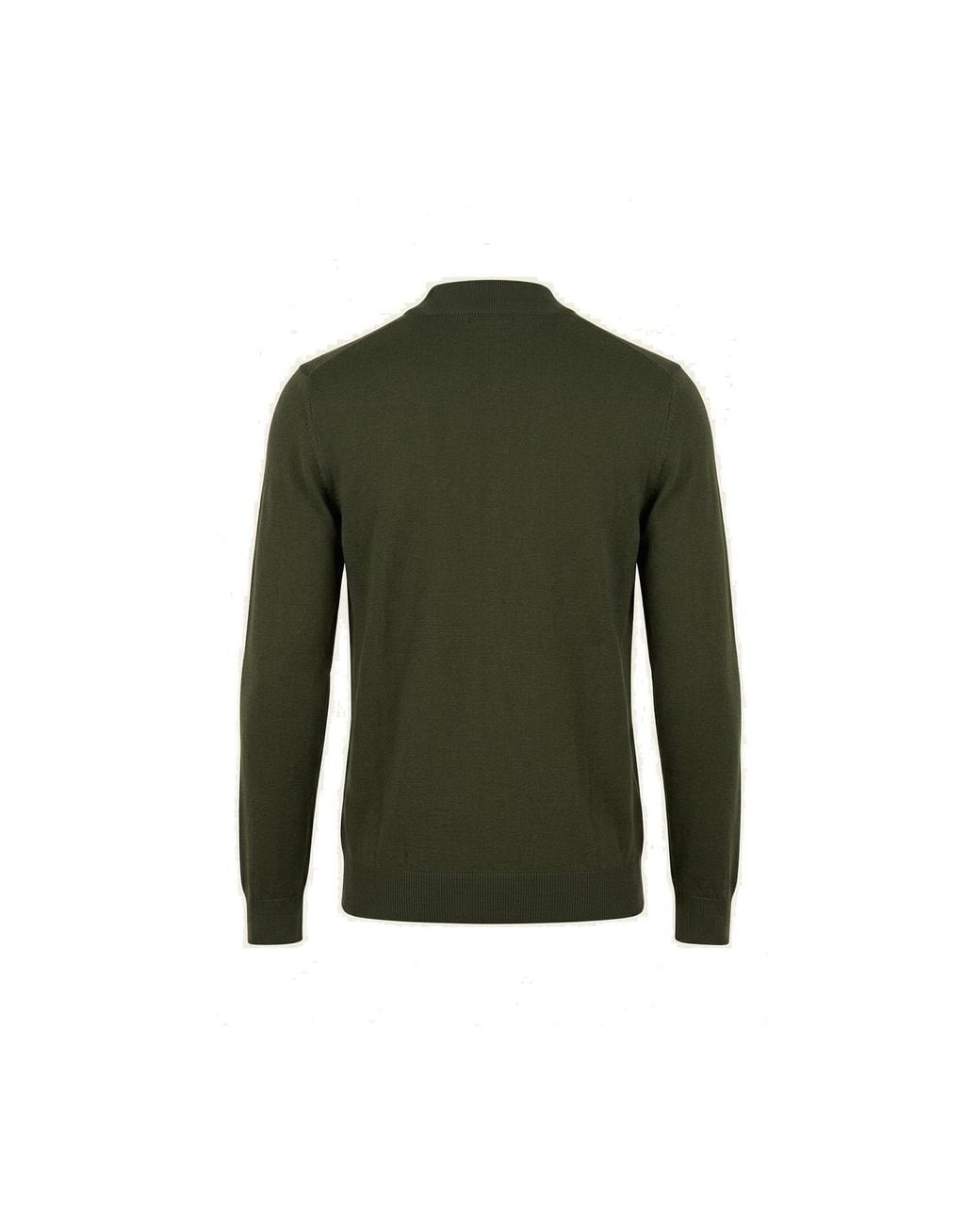 Ron Tomson Green Mock Neck Relaxed Sweater for men