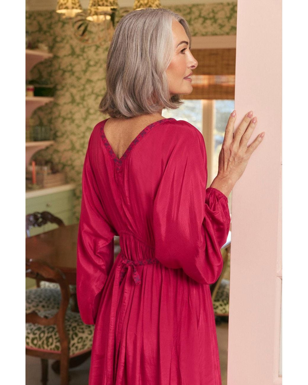 Adrift Clothing Red Margot Billow Dress