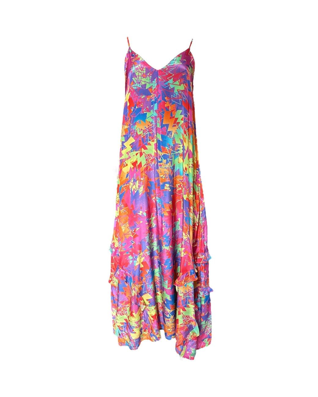 Any Old Iron White Pastel Lightning Ruffle Dress