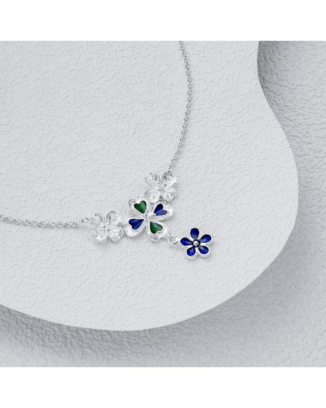 Far East Jewelry Blue Handmade Spring Elf Necklace & Enamel
