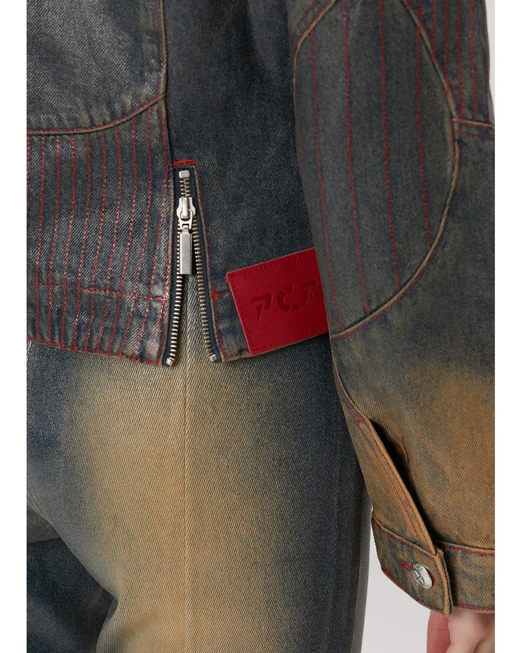 Pcfg Blue Pure Cotton Faded Motorcycle Denim Jacket