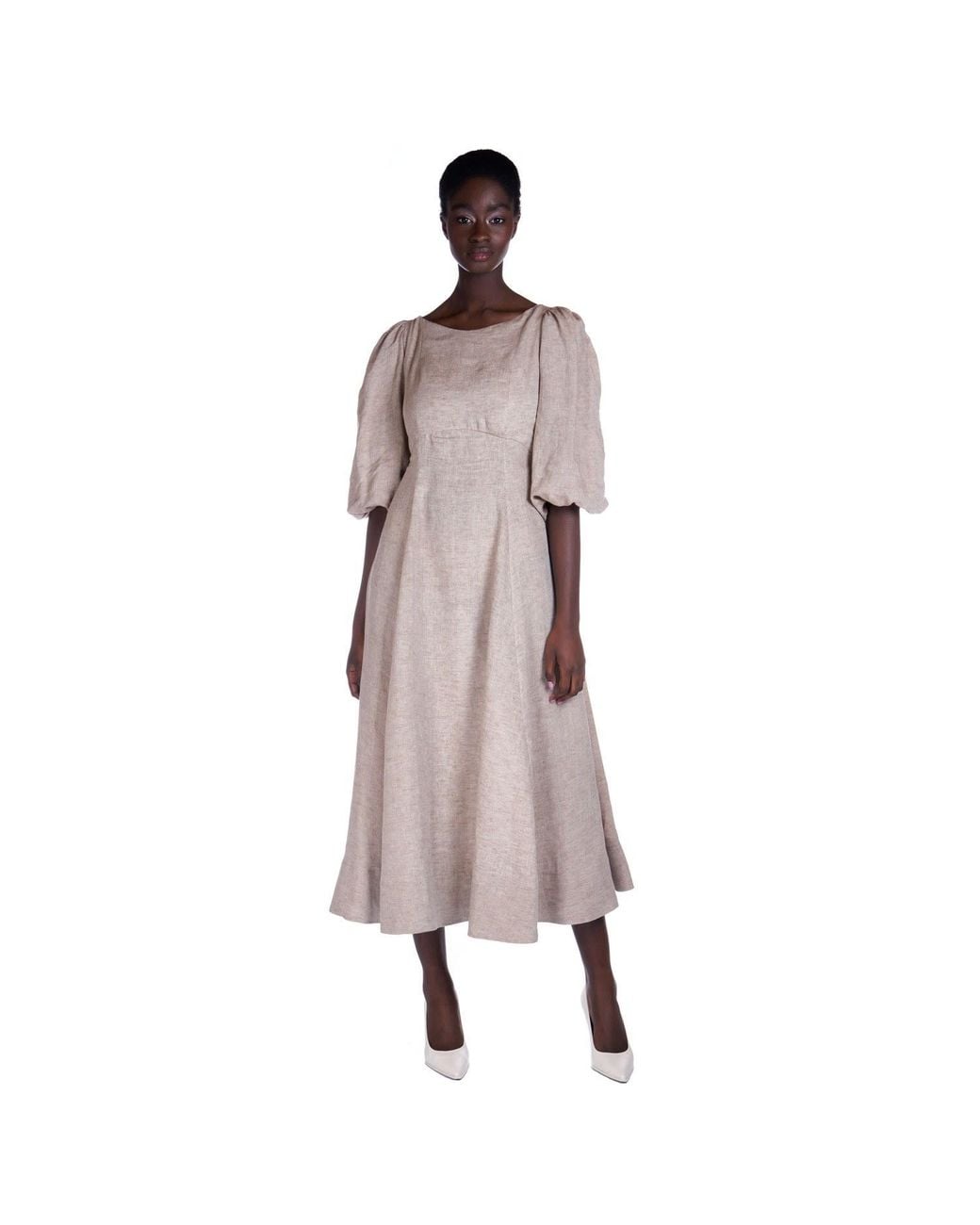 Sofia Tsereteli Brown Linen Dress