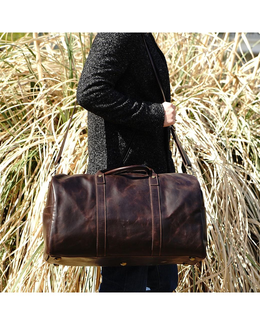 Touri Black Genuine Leather Holdall