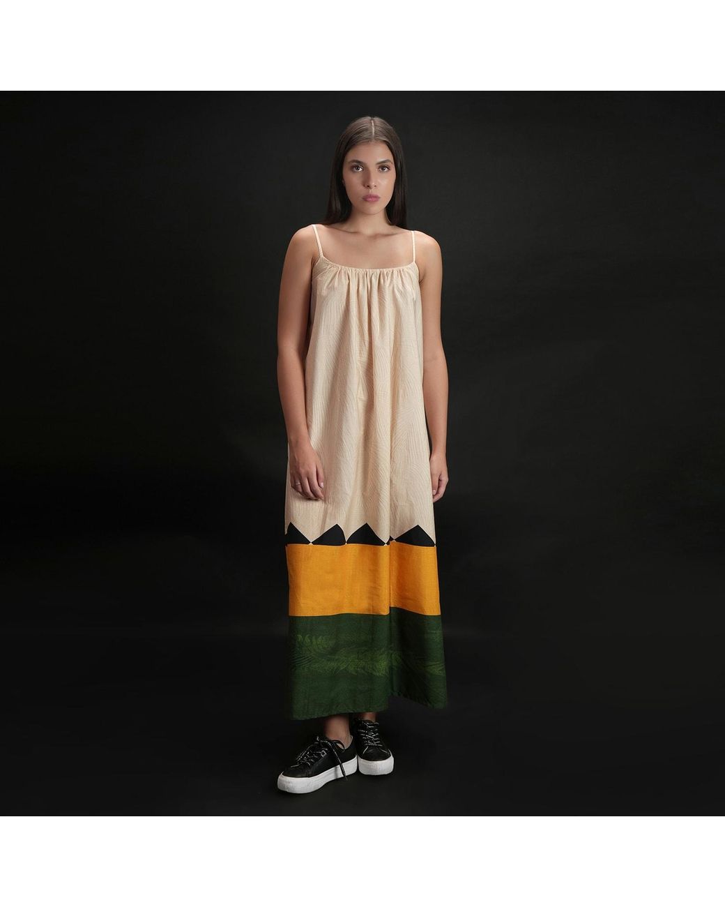 DHARA SHETH DUBAI Yellow Beyond The Horizon Spaghetti Strap Maxi Dress
