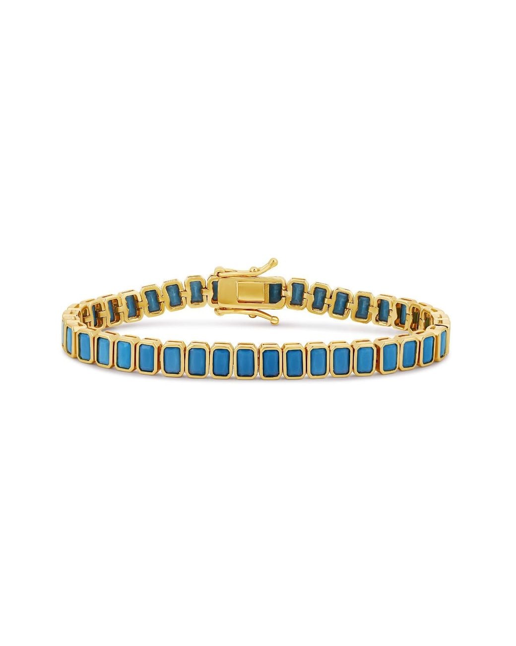 SHYMI Blue Bezel-Set Emerald Tennis Bracelet