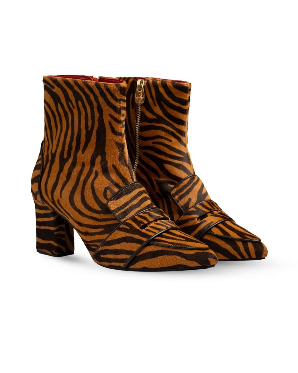 Rosamund Muir London Brown Neutrals Luciana & Dark Zebra Print Loafer Boots