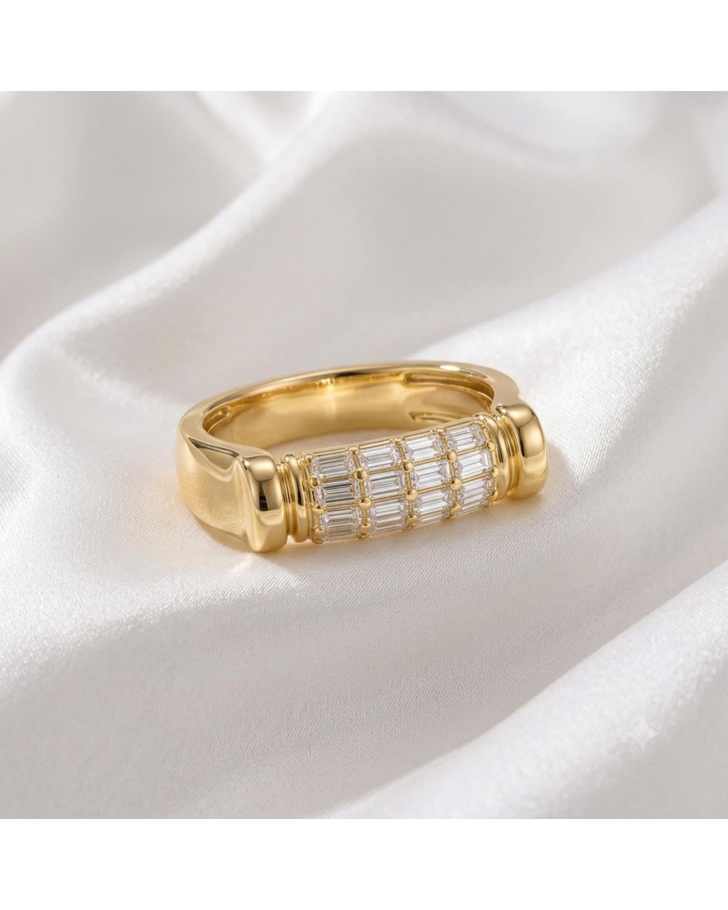 Artisan Metallic 14K Baguette Diamond Statement Ring