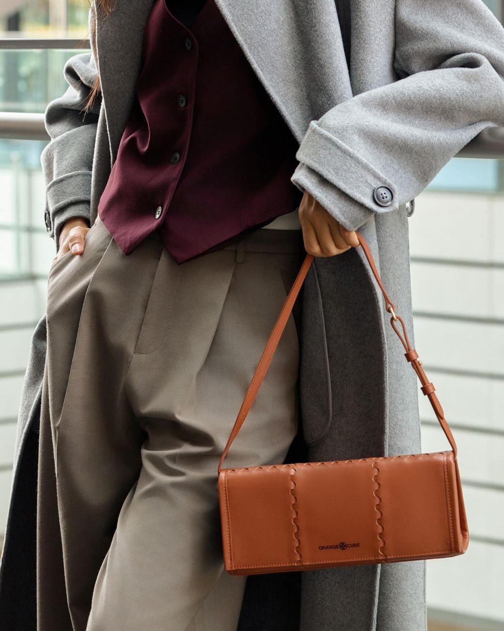 Orange Cube Pink Mosaic Shoulder Bag