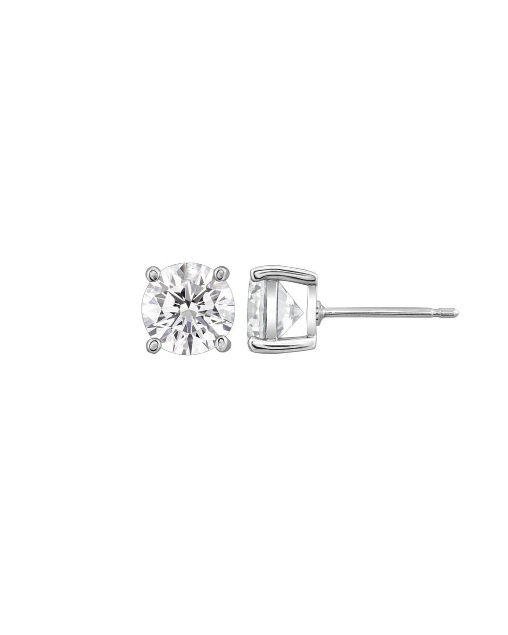 Diamonbliss White Embellished Swarovski Stone Platinum Plated Sterling Solitaire Round Cut Stud Earrings Three Carats