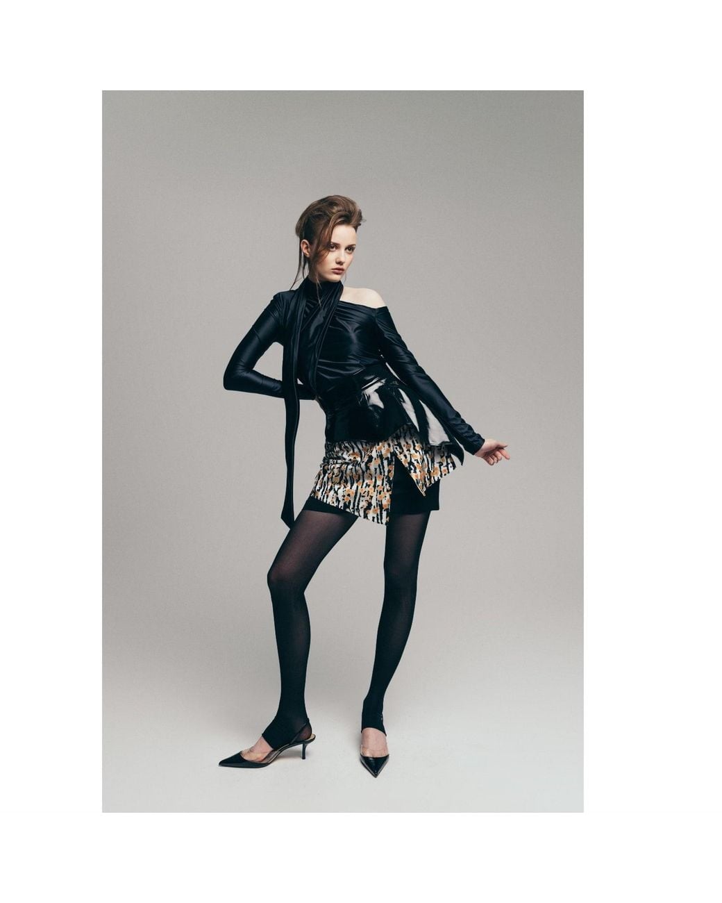 Julia Allert Black High-Waisted Multi-Layered Mini Skirt With Patent Belt