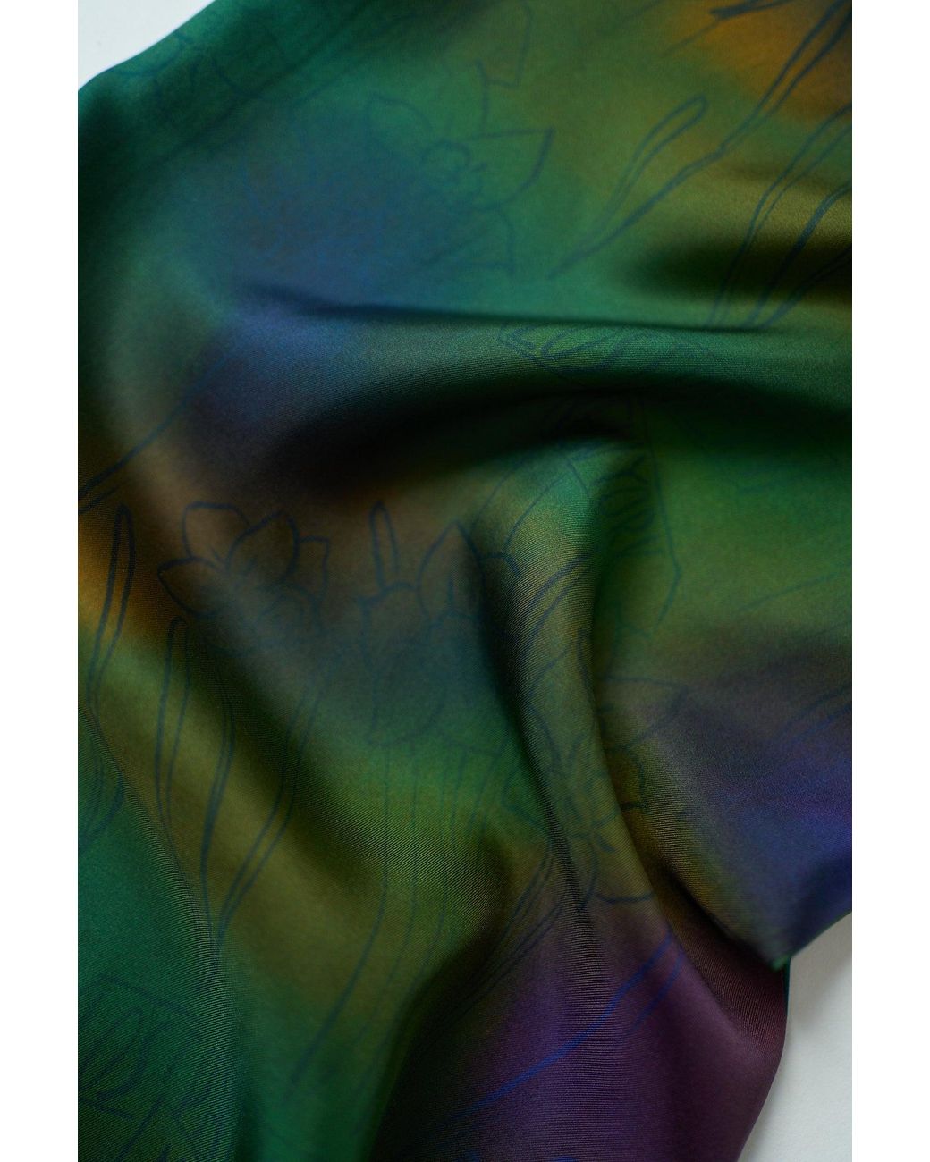 Lost Pattern Green Brooklyn Silk Wide Leg Pants